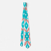 Artsy Coral Blauwgroen Abstract Ikat geometrisch p Stropdas (Achterkant)