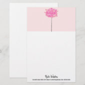 Artsy Coral Pink Flower Dripping Stem Waterverf Briefpapier (Voorkant / Achterkant)