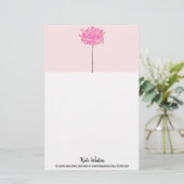 Artsy Coral Pink Flower Dripping Stem Waterverf Briefpapier (Staand voorkant)