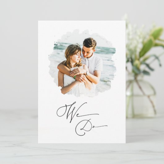 *~* Artsy Couple PHOTO RSVP + QR AR6 Wedding Invi Kaart (Staand voorkant)