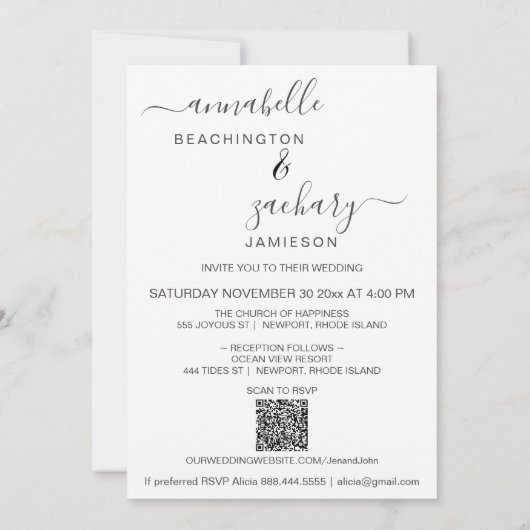 *~* Artsy Couple PHOTO RSVP + QR AR6 Wedding Invi Kaart (Achterkant)