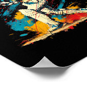 Artsy Cricketspeler Over Abstract Art Cricket Poster (Hoek)