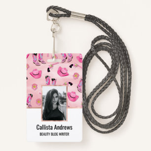 Artsy Cute Girly Pink Blauwgroen Cowgirl Waterverf Badge