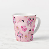 Artsy Cute Girly Pink Blauwgroen Cowgirl Waterverf Latte Mok (Rechterhoek)