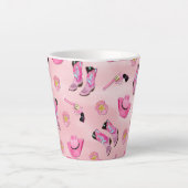 Artsy Cute Girly Pink Blauwgroen Cowgirl Waterverf Latte Mok (Voorkant)