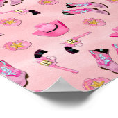 Artsy Cute Girly Pink Blauwgroen Cowgirl Waterverf Poster (Hoek)