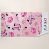 Artsy Cute Girly Pink Blauwgroen Cowgirl Waterverf Strandlaken (Voorkant)
