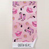 Artsy Cute Girly Pink Blauwgroen Cowgirl Waterverf Strandlaken (Voorkant)