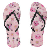 Artsy Cute Girly Pink Blauwgroen Cowgirl Waterverf Teenslippers (Voetbed)