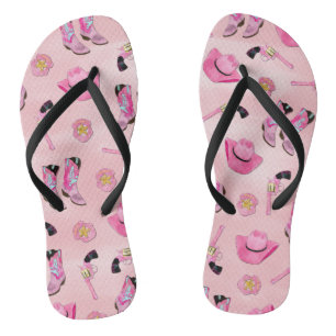 Artsy Cute Girly Pink Blauwgroen Cowgirl Waterverf Teenslippers