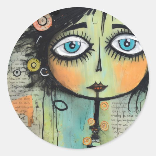 Artsy Dames 8 Ronde Sticker (Voorkant)