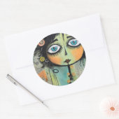 Artsy Dames 8 Ronde Sticker (Envelop)