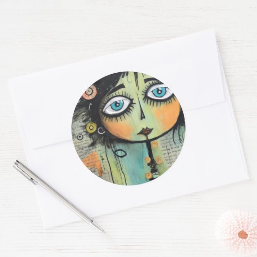 Artsy Dames 8 Ronde Sticker (Envelop)