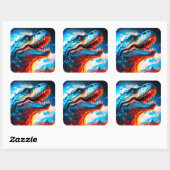 Artsy Dinosaurus Vierkante Sticker (Vel)