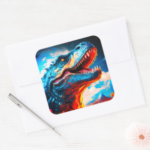 Artsy Dinosaurus Vierkante Sticker