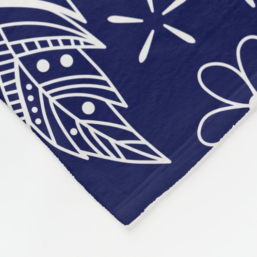 Artsy Doodle Navy Blauw Goud Boho Volleybal Fleece Deken (Hoek)