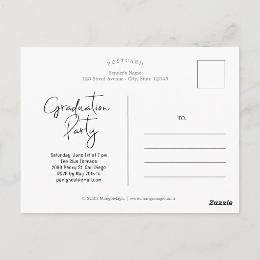 Artsy Doodles Afstuderen aangekondigd Briefkaart (Achterkant)