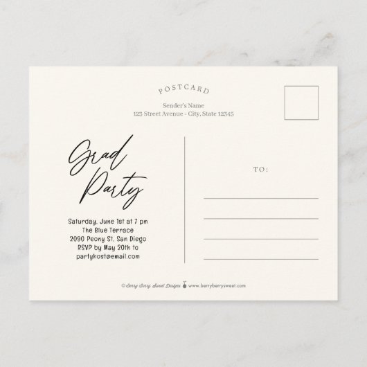 Artsy Doodles Afstuderen Briefkaart (Achterkant)