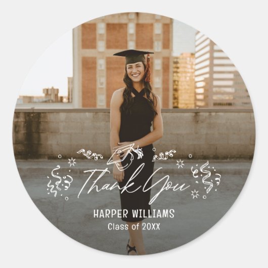 Artsy Doodles Afstuderen Dank u Stickers (Voorkant)