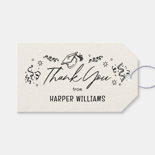 Artsy Doodles Bewerkbare Kleur Afstuderen Favoriet Cadeaulabel (Voorkant (Horizontaal))