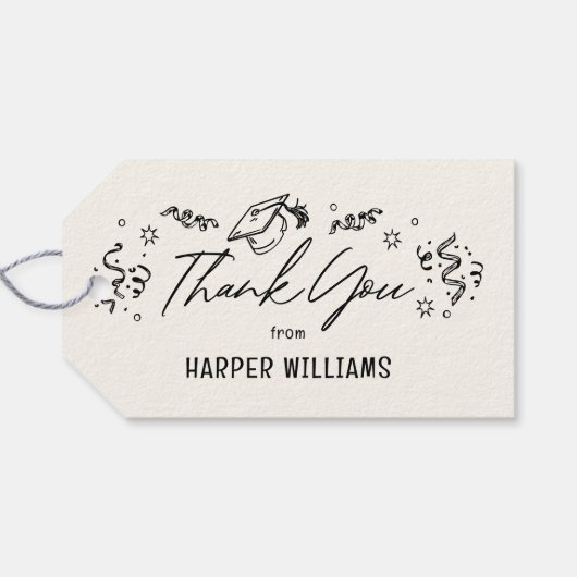 Artsy Doodles Bewerkbare Kleur Afstuderen Favoriet Cadeaulabel (Achterkant Horizontaal)