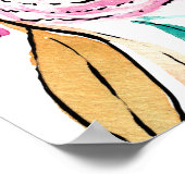 Artsy Elegant Pink Blauwgroen Florence Monogram Wa Poster (Hoek)