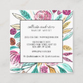 Artsy Elegant Roze Blauwgroen Floral Waterverf Mak Vierkante Visitekaartje (Achterkant)