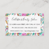 Artsy Elegante Roze Blauwgroen Bloemen Waterverf Klantenkaartje (Achterkant)