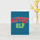 Artsy Elf Christmas Family Matching Group Xmas Act Kaart (Gele Bloem)