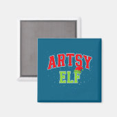 Artsy Elf Christmas Family Matching Group Xmas Act Magneet (Voorkant / Achterkant)