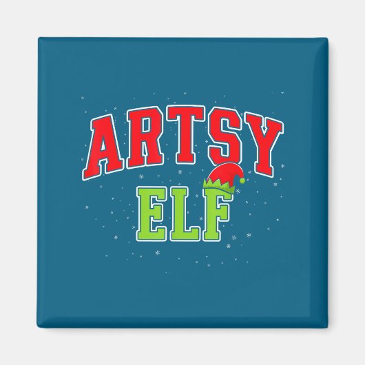 Artsy Elf Christmas Family Matching Group Xmas Act Magneet (Voorkant)