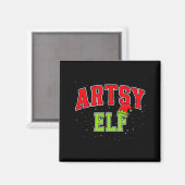 Artsy Elf Christmas Family Matching Group Xmas Act Magneet (Voorkant / Achterkant)