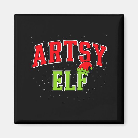 Artsy Elf Christmas Family Matching Group Xmas Act Magneet (Voorkant)