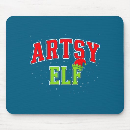 Artsy Elf Christmas Family Matching Group Xmas Act Muismat (Voorkant)