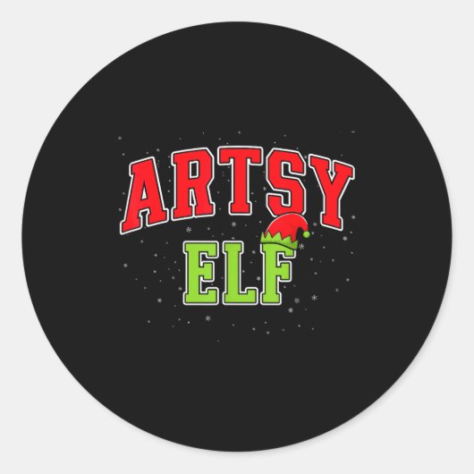 Artsy Elf Christmas Family Matching Group Xmas Act Ronde Sticker (Voorkant)