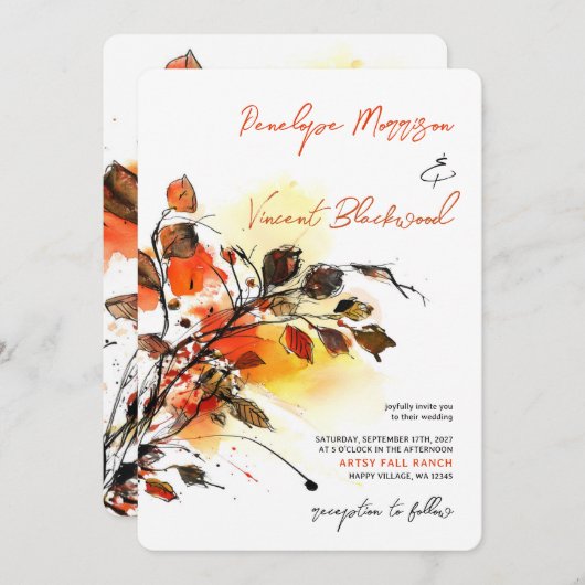 Artsy Fall verlaat uitnodiging (Voorkant / Achterkant)