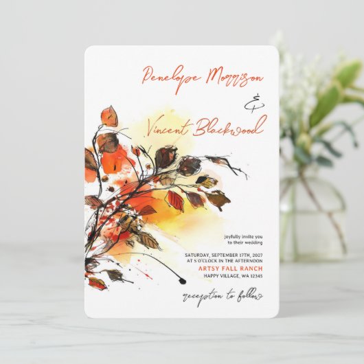 Artsy Fall verlaat uitnodiging (Staand voorkant)