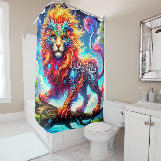 Artsy Fantasy Cat Douchegordijn (In situ)