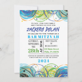 ARTSY FARTSY Bar Bat Mitzvah Invitation Kaart