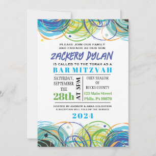 ARTSY FARTSY Bar Bat Mitzvah Invitation Kaart