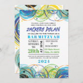ARTSY FARTSY Bar Bat Mitzvah Invitation Kaart (Voorkant / Achterkant)
