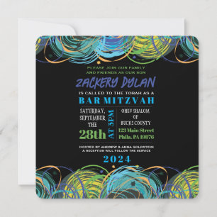 ARTSY FARTSY Bar Bat Mitzvah Invitation Kaart