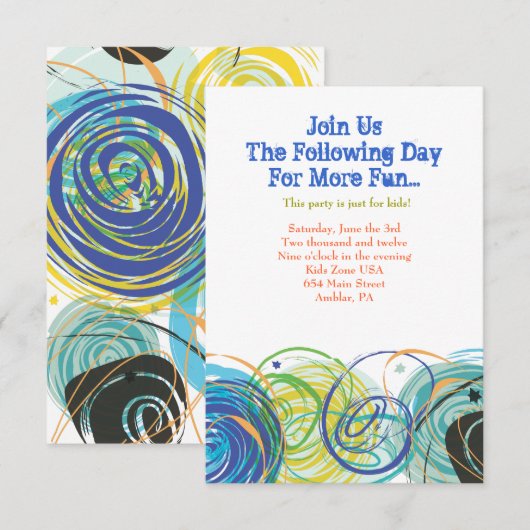 ARTSY FARTSY Bar Bat Mitzvah Party Card Kaart (Voorkant / Achterkant)