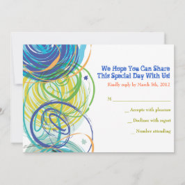 ARTSY FARTSY Bar Bat Mitzvah Reply Card RSVP Kaartje