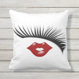 Artsy Feminine Chic Eyelashes & Lips Designer Buitenkussen