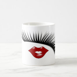 Artsy Feminine Chic Eyelashes & Lips Designer Koffiemok
