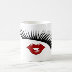 Artsy Feminine Chic Eyelashes & Lips Designer Koffiemok