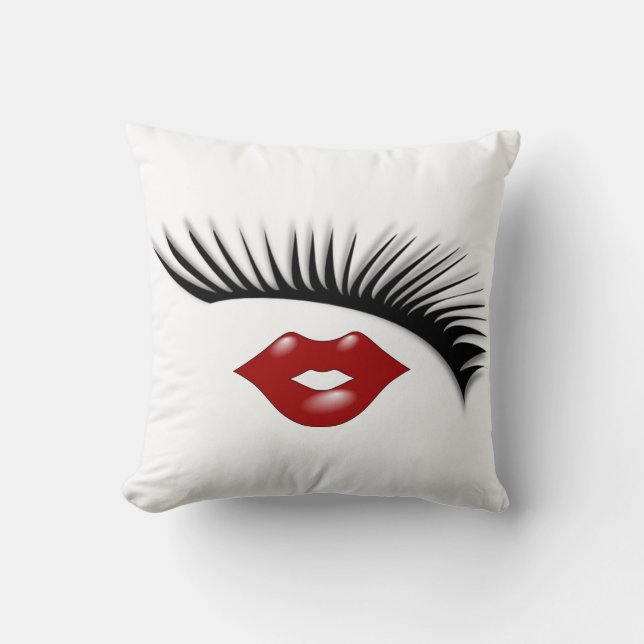 Artsy Feminine Chic Eyelashes & Lips Designer Kussen (Voorkant)
