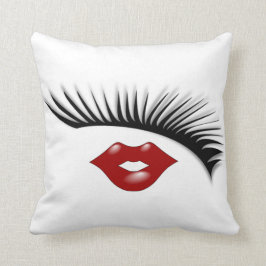 Artsy Feminine Chic Eyelashes & Lips Designer Kussen