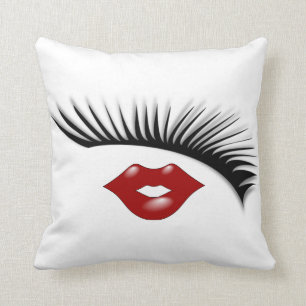 Artsy Feminine Chic Eyelashes & Lips Designer Kussen